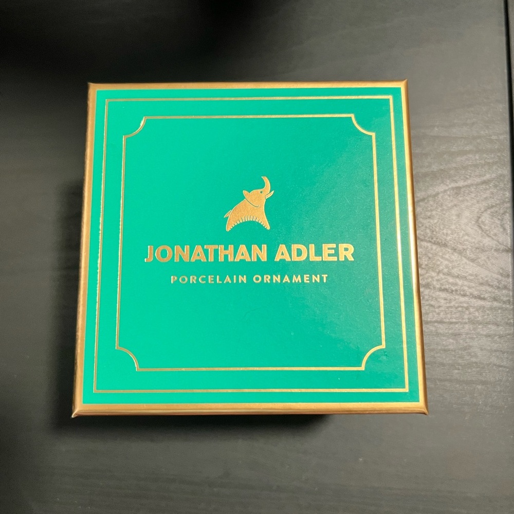 Jonathan Adler Cream Elephant Ornament with Teal Ribbon - SOLD OUT!